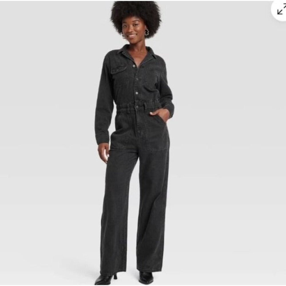 NEW Women's 6 Long Sleeve Utility Baggy Denim Jumpsuit - Universal Thread i1574